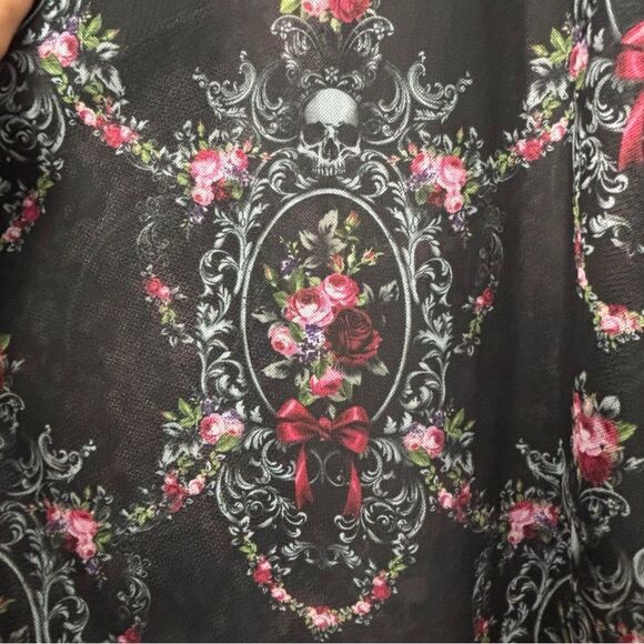 Widow Black Dark Floral Mesh Pant Set XL Whimsigoth Dark Romance Feminine Witchy - Picture 10 of 15